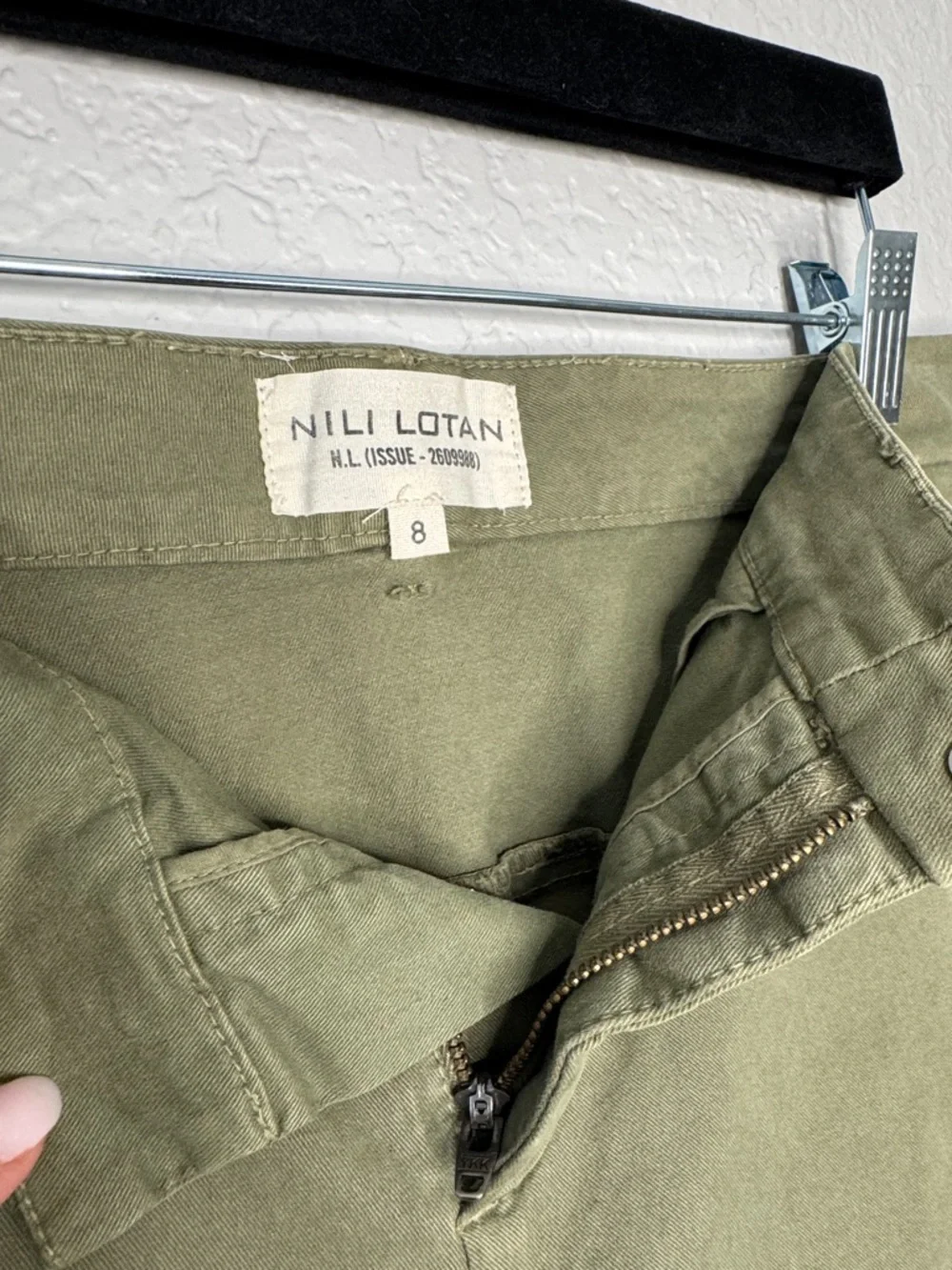 Nili Lotan Tel Aviv Chino Pants Straight Leg Size 8 Green Ankle - Picture 5 of 6